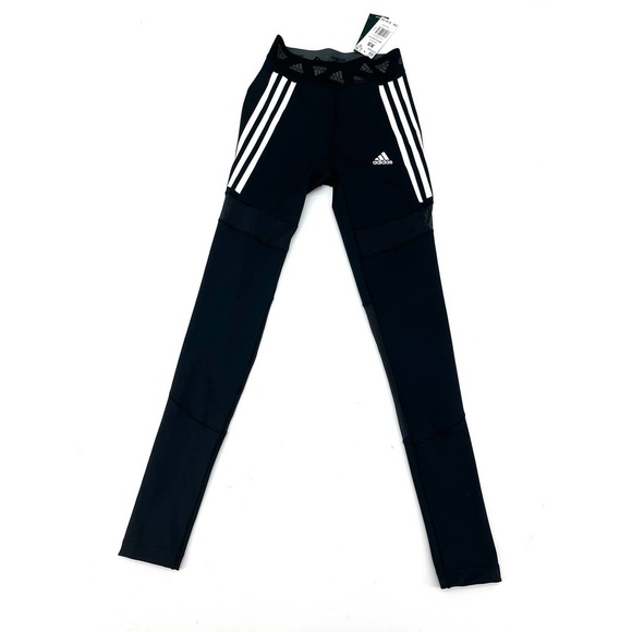 Adidas Women's Black Running Training Mesh Yoga Gym Tights XS NEW - Picture 1 of 4